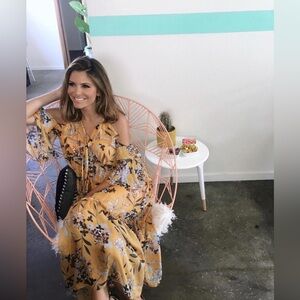 Shoshanna marigold floral silk Elena dress